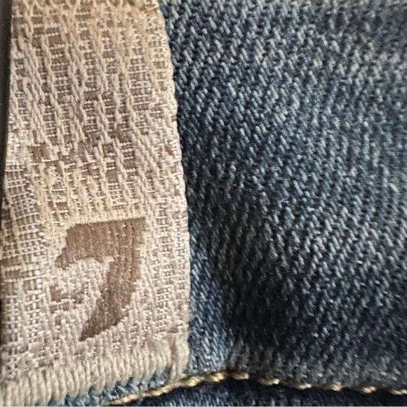 7 for All Mankind Jeans with Gold Metallic tuxedo stripe. Ankle crop denim. - Picture 6 of 7